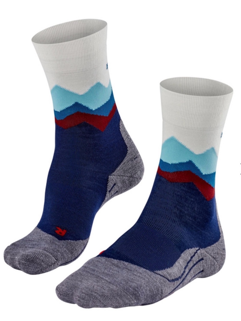 FALKE TK2 Women’s Trekking Hiking Socks Wool Blend Sz 5-6 Mountain Print NWT